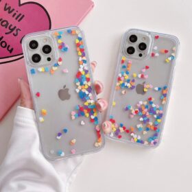 揺れる　ハート　カラフル　動く　フレーク　キラキラ　iPhone case　グリッター