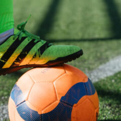 芝生に生えるサッカーソックス